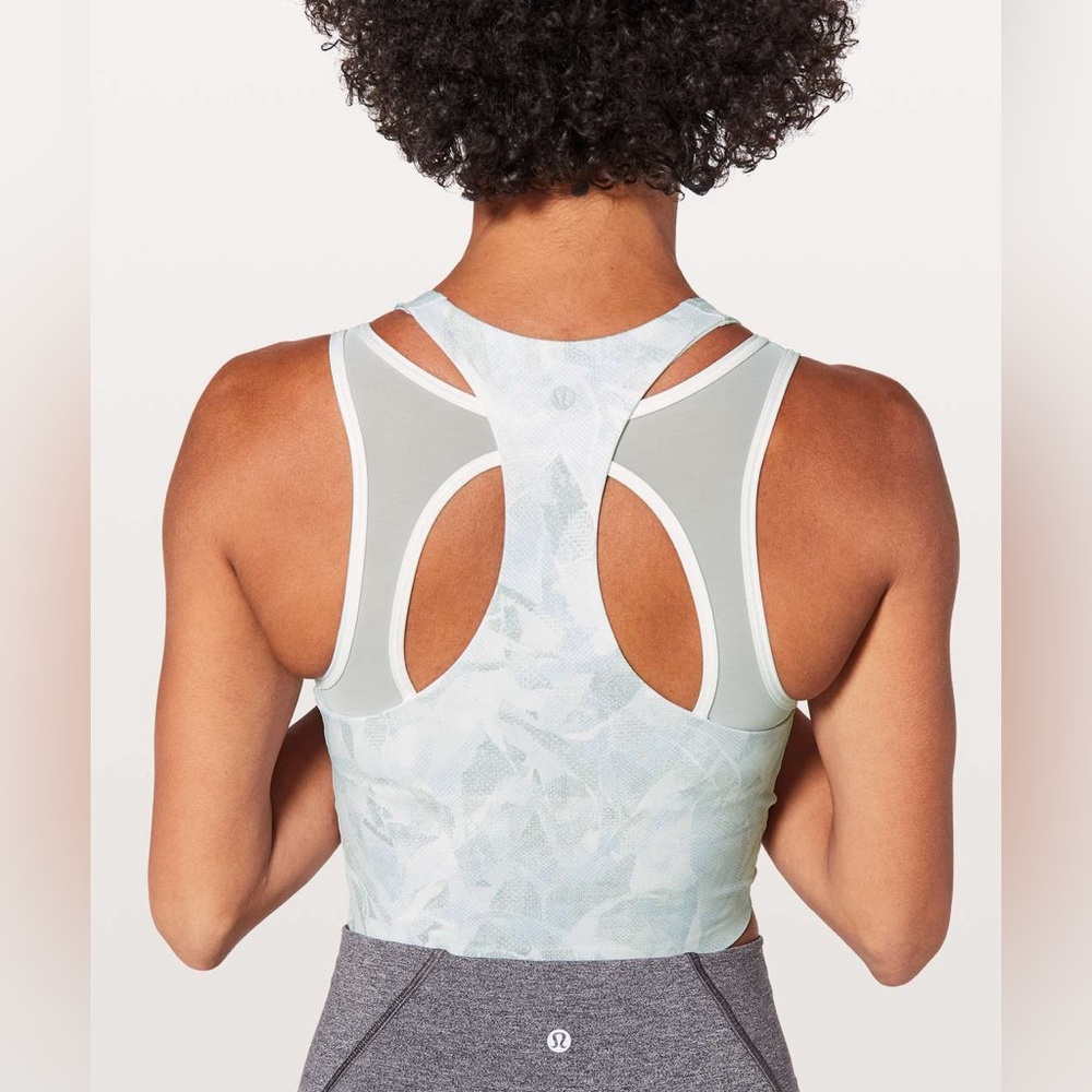 Lululemon Break Free Tank Crop Top Nulux Jasmine White Multi / White sz 6 - Picture 3 of 8